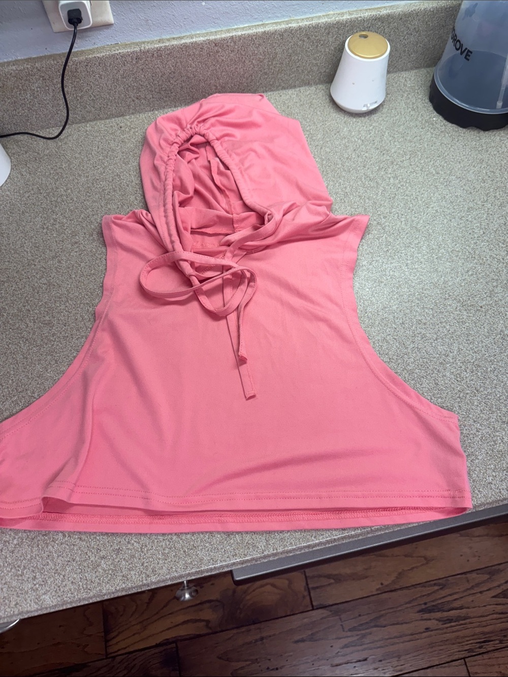 Women's Pink Hood Crop Top